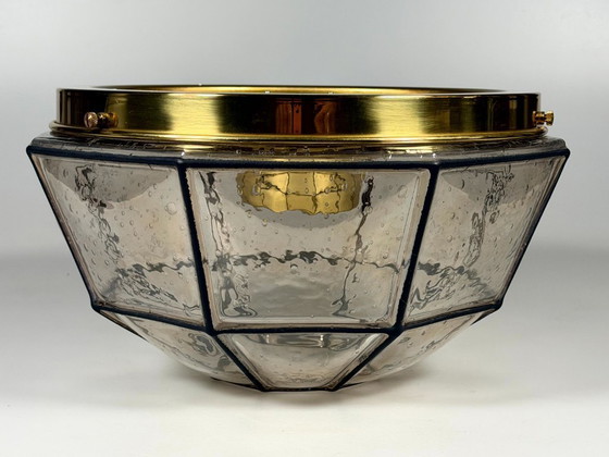 Image 1 of 1960s/70s ceiling lamp, Glashütte Limburg, Germany, Plafoniere, glass & metal