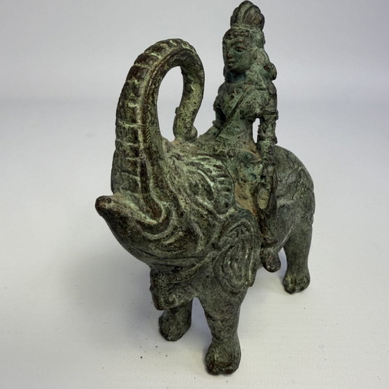 Antique bronze sculpture of man on elephant (photo 5 of 12)