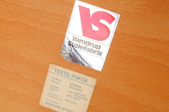 Image 1 of 6 dänische Teakholzstühle, 1960er Jahre – Vamdrup Stolefabrik – Esszimmerstuhl-Set im Mid-Century-Modern-Stil, neu bezogen