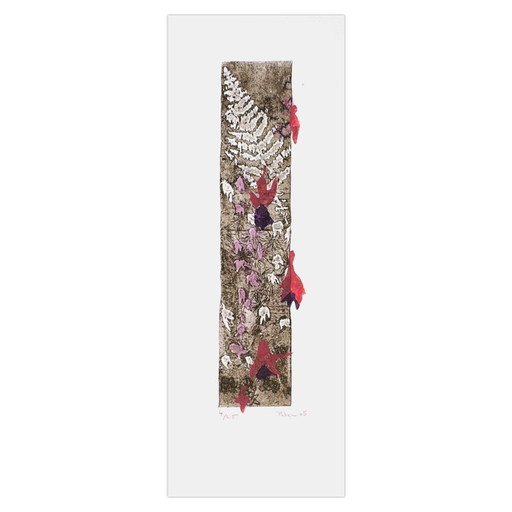 Monique Pehem (Breton-Prouté) Signed Etching Fern and Fuchsia 2005 – lithos zeefdrukken, Paper