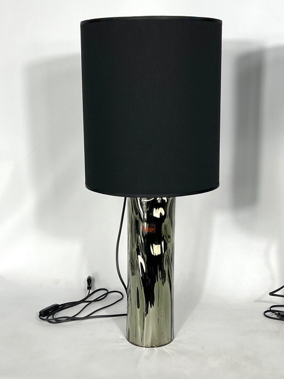 Image 1 of Barovier & Toso, pair of Murano glass table lamps from 70s. Labeled
