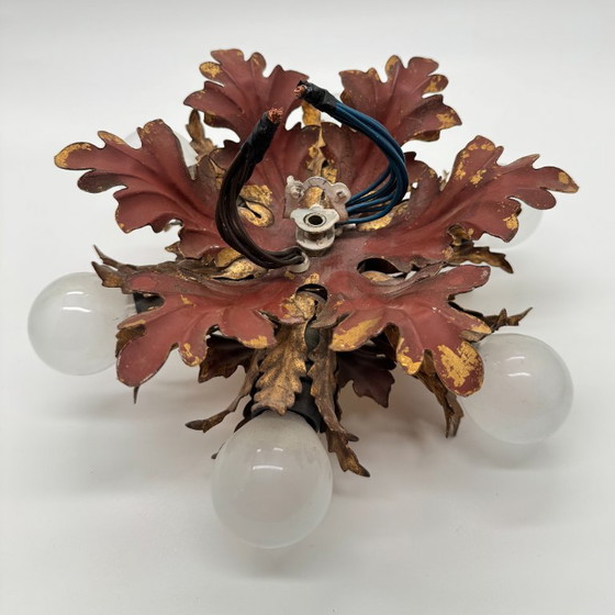 Florentine Vintage Ceiling light, Attributed to Banci Firenze, Gold, Metal (photo 8 of 9)
