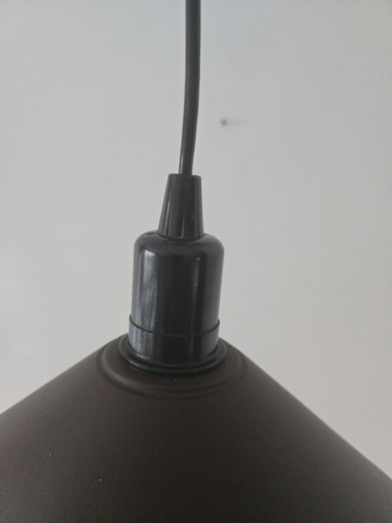 Image 1 of Lampada a sospensione conica marrone opaco anni '70/'80