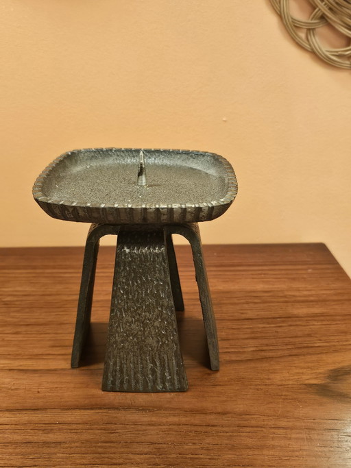 Bougeoir Brutaliste Lourd Vintage Japon – kandelaars en kaarsen, Metal (photo 2 of 7)
