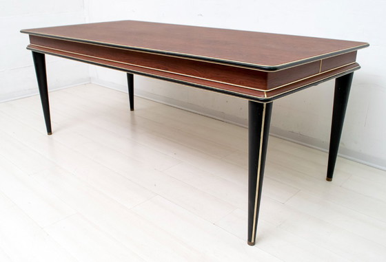 Image 1 of Umberto Mascagni voor Harrods Londen Mid Century Moderne Italiaanse eettafel, jaren 50