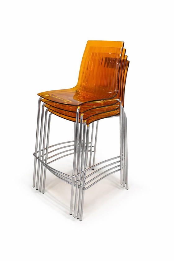 Image 1 of Juego de 4 taburetes de bar de diseño – naranja transparente – Four Square Furniture