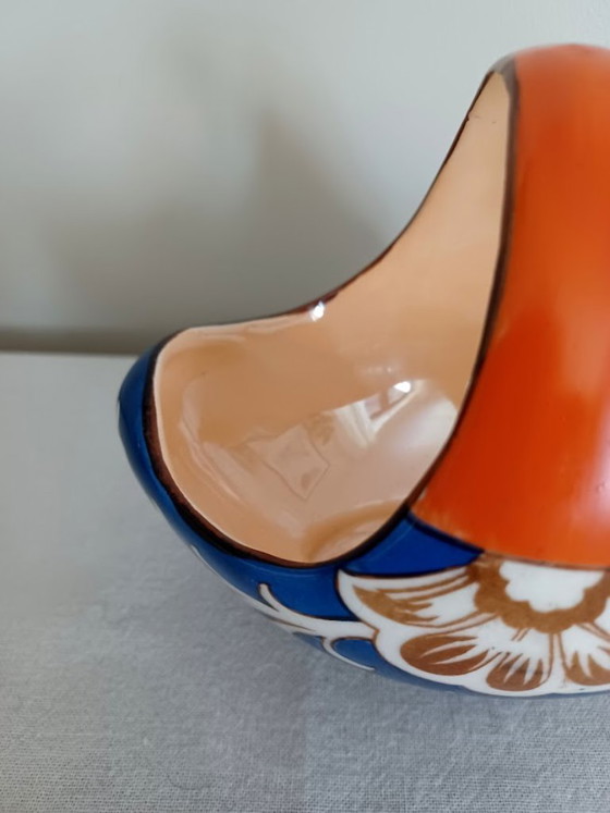 Image 1 of Panier en céramique peint à la main – style éclectique – faïence de Gouda – couleurs éclatantes