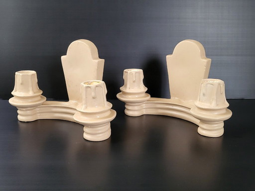 MAGNIFICA COPPIA DI APPLIQUE DA PARETE IN GESSO VINTAGE ANNI '40