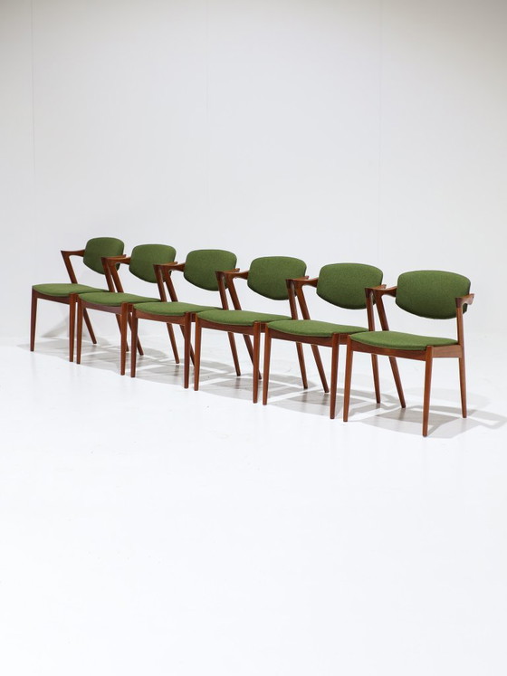 6 sedie da pranzo Kai Kristiansen modello 42, colore verde teak, anni '60. – Wood (photo 6 of 12)
