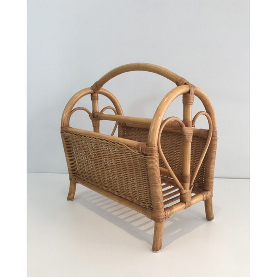 Image 1 of Vintage Rattan magazine rack 1970