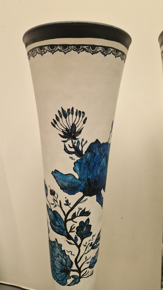 Image 1 of Large Delft blue vase hand painted