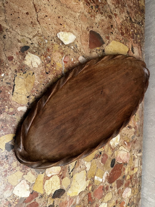 Plateau / Vide Poche ovale en Chêne attribué à Stanley Webb Davies de Windermere