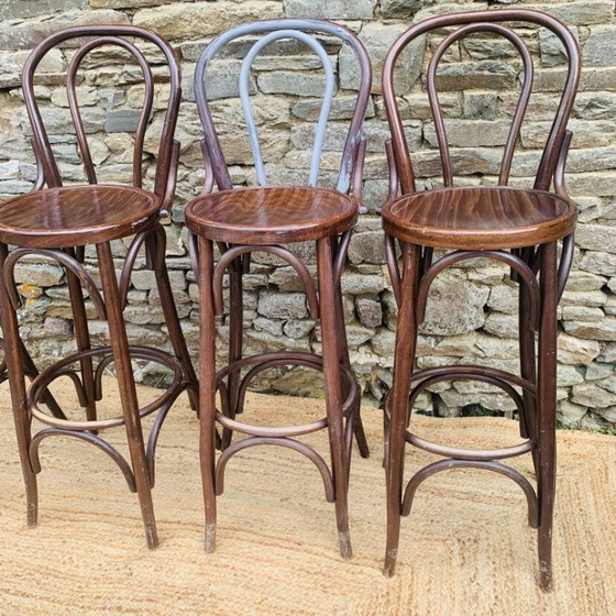 Set of 4 Vintage Bistro High Chairs – Dining chairs, Wood (photo 2 of 33)