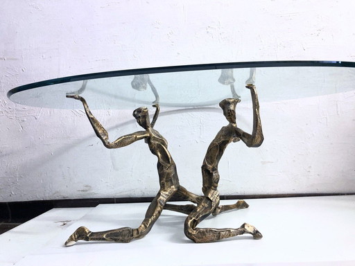 Sculptural Salvino Marsura Trinidad coffee table bronze glass brutalist