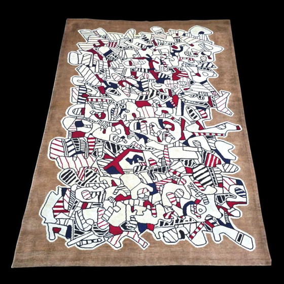 Handgeknoopt wollen tapijt – Abstracte kunst geïnspireerd op Jean Dubuffet (305 x 200 cm) (photo 3 of 11)