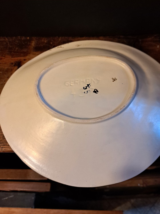 Image 1 of Set di 2 piatti decorativi in ceramica tedesca di metà secolo + ciotole con coperchio