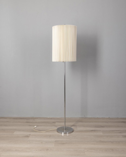  Page 1 of 9 Vintage 1960s floor lamp in metal and pleated shade Italian design 