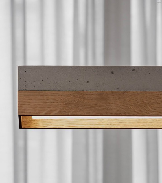 Image 1 of Dark Grey Concrete & Oak Wood Pendant Light