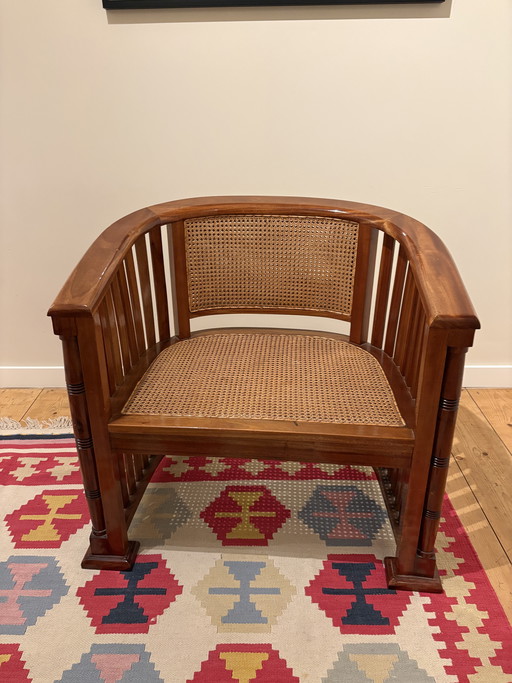 Rotan stoel mahoni hout