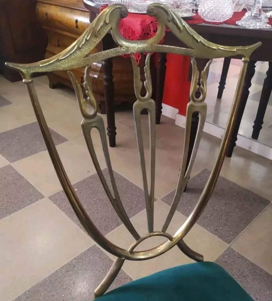 Image 1 of Paar Stühle im Chiavarine-Stil aus den 1950er Jahren mit Messingdesign