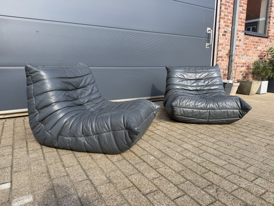 Image 1 of Ligne Roset Togo 100% auténtico, 3 oz y 2 oz en piel gris.