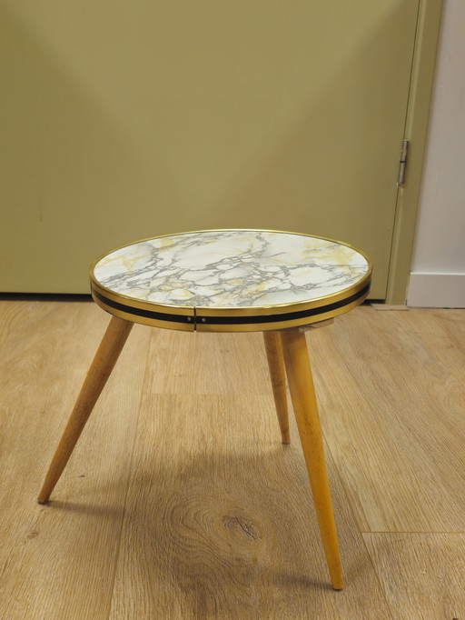 Vintage Marmer Plantentafeltje Tafeltje Bijzettafeltje 