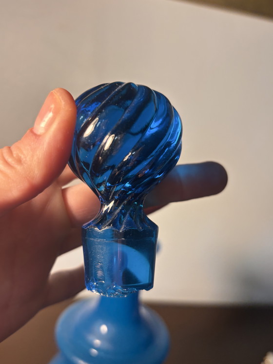 Image 1 of Blue flag carafe Opaline de Bercy