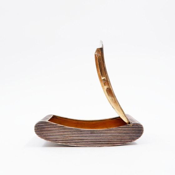 Image 1 of Silver vermeil ribbed pocket snuffbox - 19th century