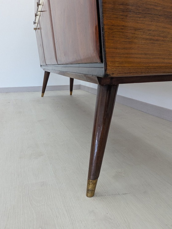 Image 1 of Buffet - Cristal, laiton, palissandre, parchemin - années 1950