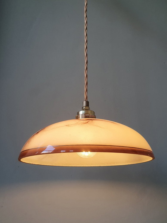 Image 1 of Set di lampade a sospensione vintage in opalino marmorizzato