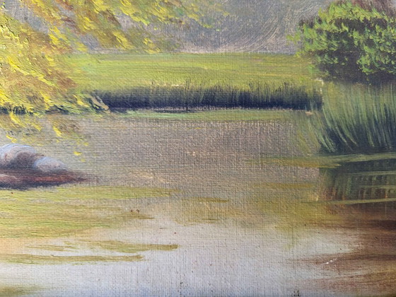 Dipinto a olio vintage di paesaggio forestale su tela – Dipinti e disegni (photo 9 of 10)