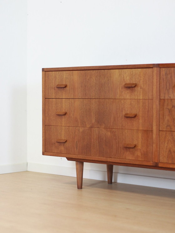 Image 1 of Vintage Teak Dubbele Ladekast Dressoir
