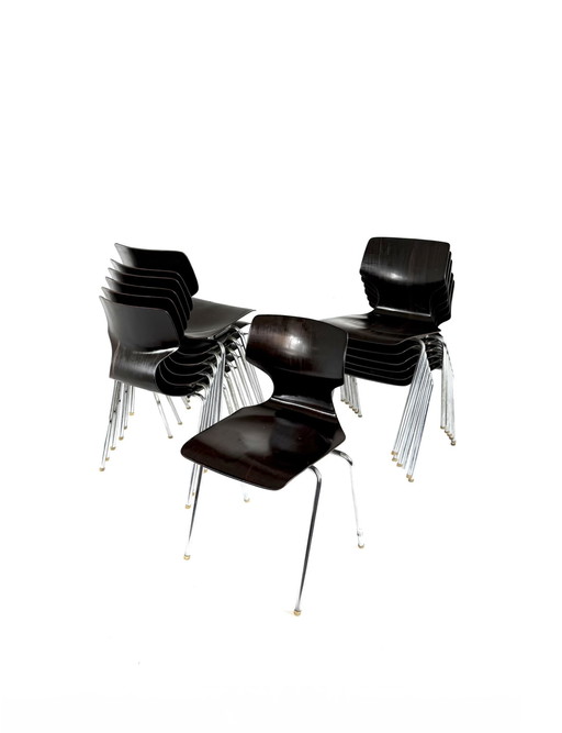 Set di 13 sedie impilabili Pagwood, modello Flötotto ‘70