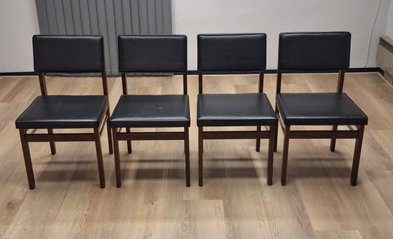 Topform eetkamerstoel, zwart skai, Eetkamerstoelen, Hout, Vintage (foto 2 van 7)