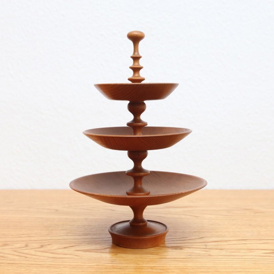 Image 1 of ❤️ Handmade wooden tiered serving tray, GDR Midcentury