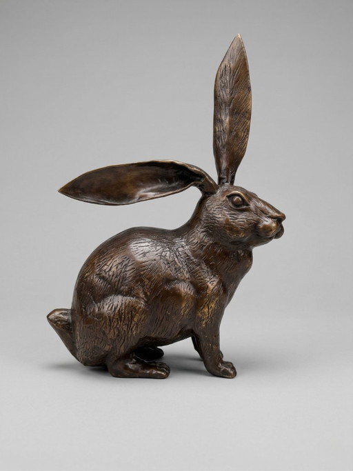 Scultura animale – Lepre / Coniglio in bronzo – 35 cm