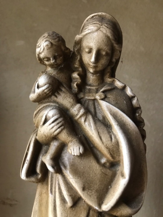 Image 1 of Vintage beeld Maria en kind in gips