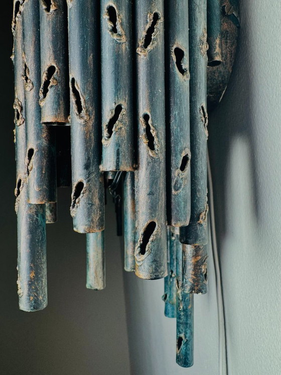 Image 1 of SET OF DOUBLE CHALICE BRUTALIST WALL LAMP BY MARCEL FANTONI, ITALY, 1960s