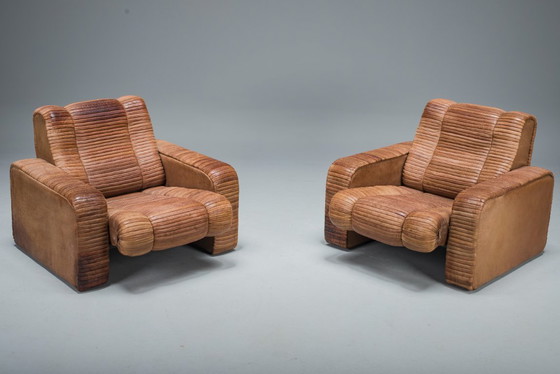 Image 1 of  Set van 2 fauteuils in patchworkleer van Ernst Lüthy voor De Sede