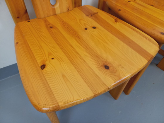 Image 1 of Suite of 4 Vintage Pine Chairs from the 70s and 80s