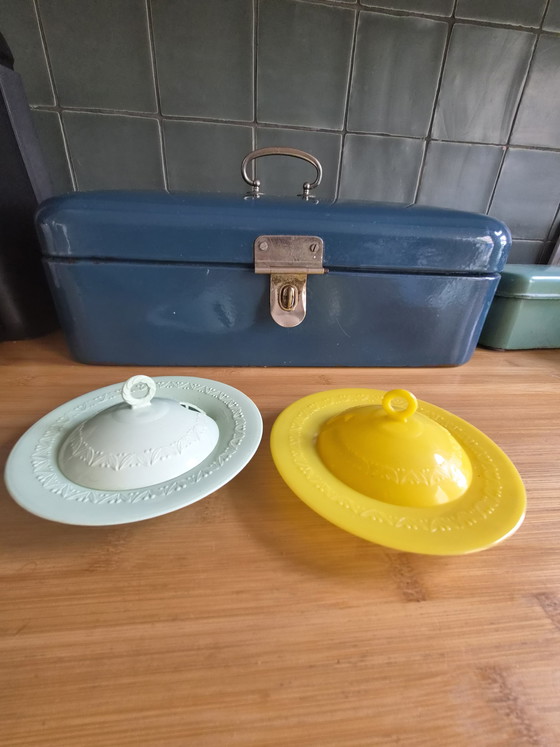 Image 1 of Set antiker deutscher Käse- und Buttertöpfe – DRGM – 1930er/1940er Jahre