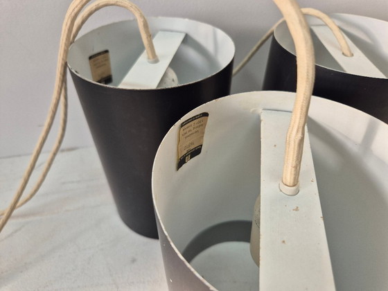 Image 1 of 6 Louis Poulsen "pipe" pendant lights, 1960s, lacquered steel