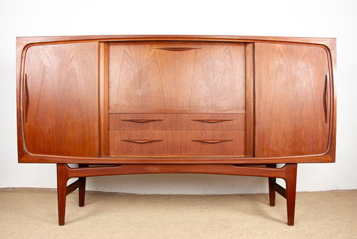 Enfilade, Highboard Danois en teck par Ærthoj Jensen et Mølholm Herning 1960s.