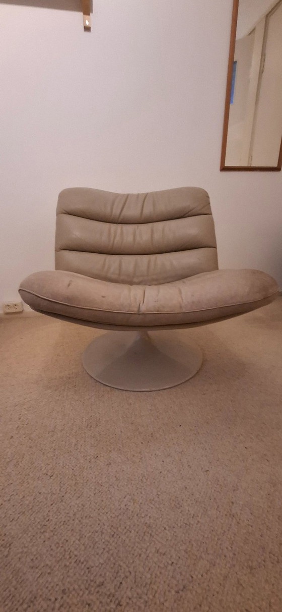 Artifort Leather Armchair, Swivel chairs, Metal, Beige (photo 5 of 15)
