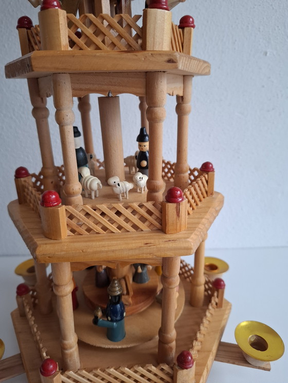 Image 1 of Vintage Christmas pyramid 3 tiers Ore Mountains