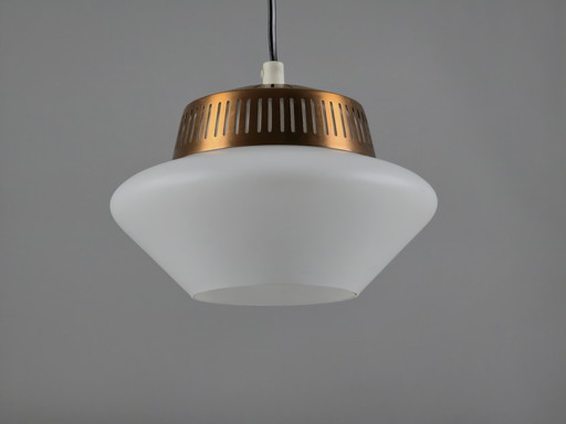Rare 1950s Vintage Opal Arch Pendant Light By Svend Aage Holm‑Sørensen — Danish Mid-Century Modern Pendant Lamp.
