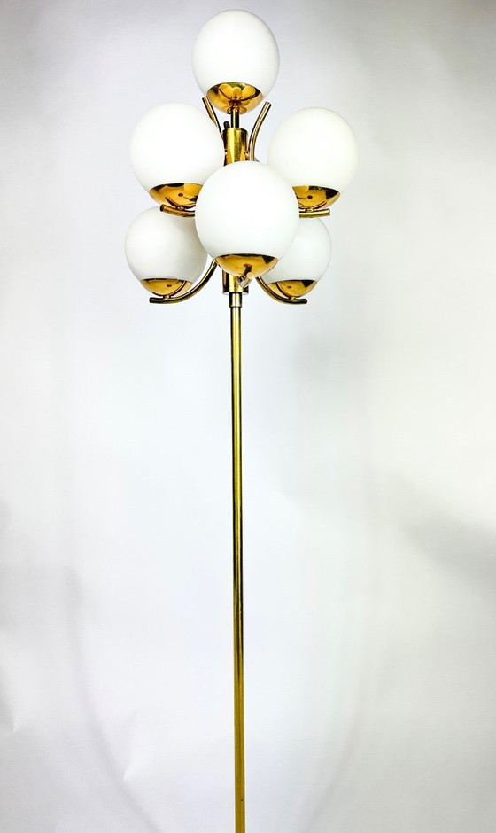 Lampadaire Sputnik vintage Richard Essig, Verre, Métal, Doré (photo 13 sur 16)