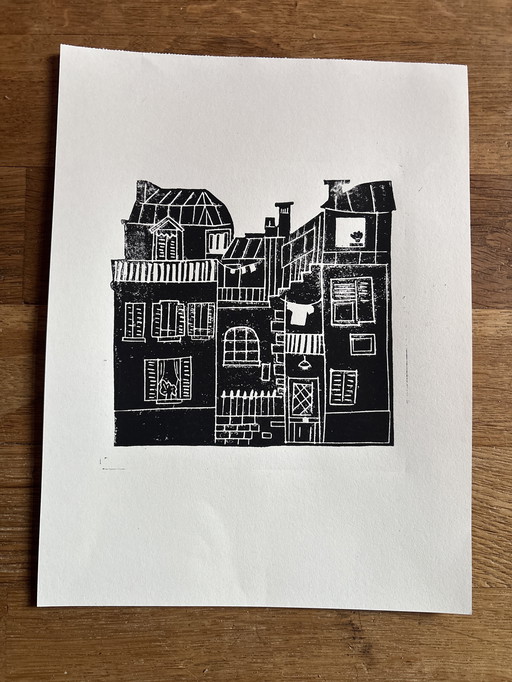 Linocut by Jacques Tati