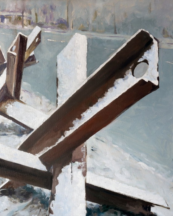 Original Oil Painting Modern Art Symbolism War Snowflakes – Paintings & Drawings, Canvas (photo 6 of 7)