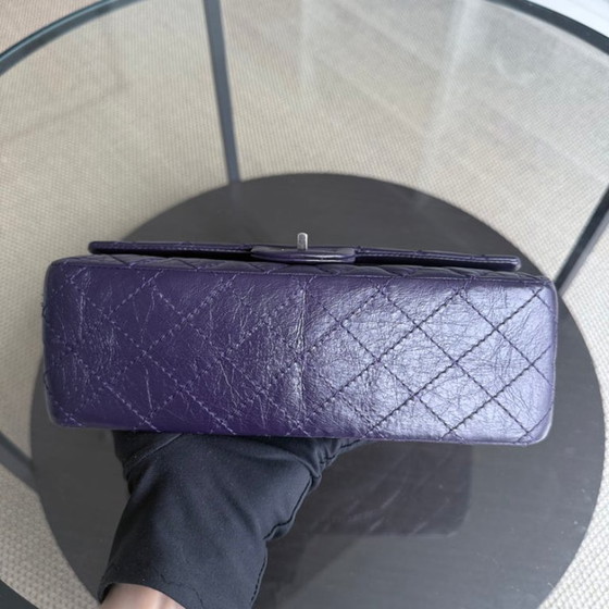 Image 1 of Chanel 2.55 Reissue 225 - Quilted Aged Calfskin Dark Violet Purple Aged Silver Hardware Series 17